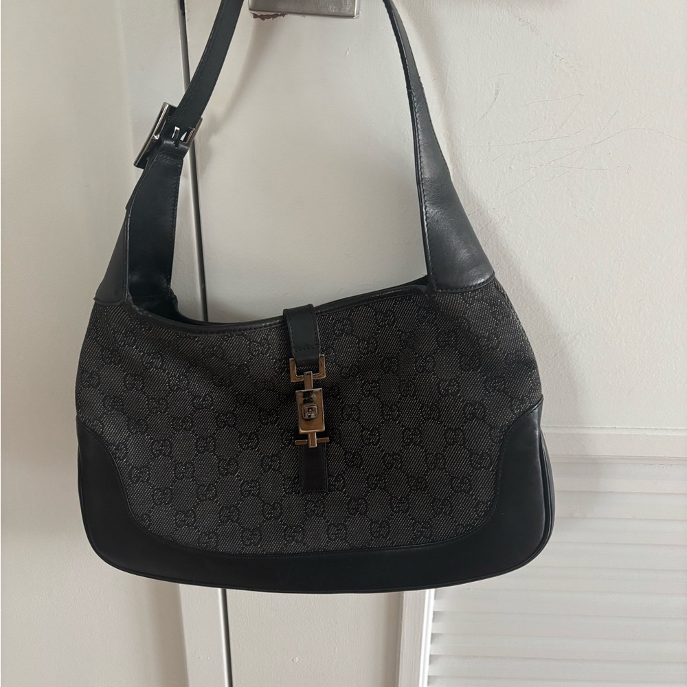 Gucci Jackie Vintage Black Denim Shoulder Bag with Silver Hardware - Picture 11 of 12